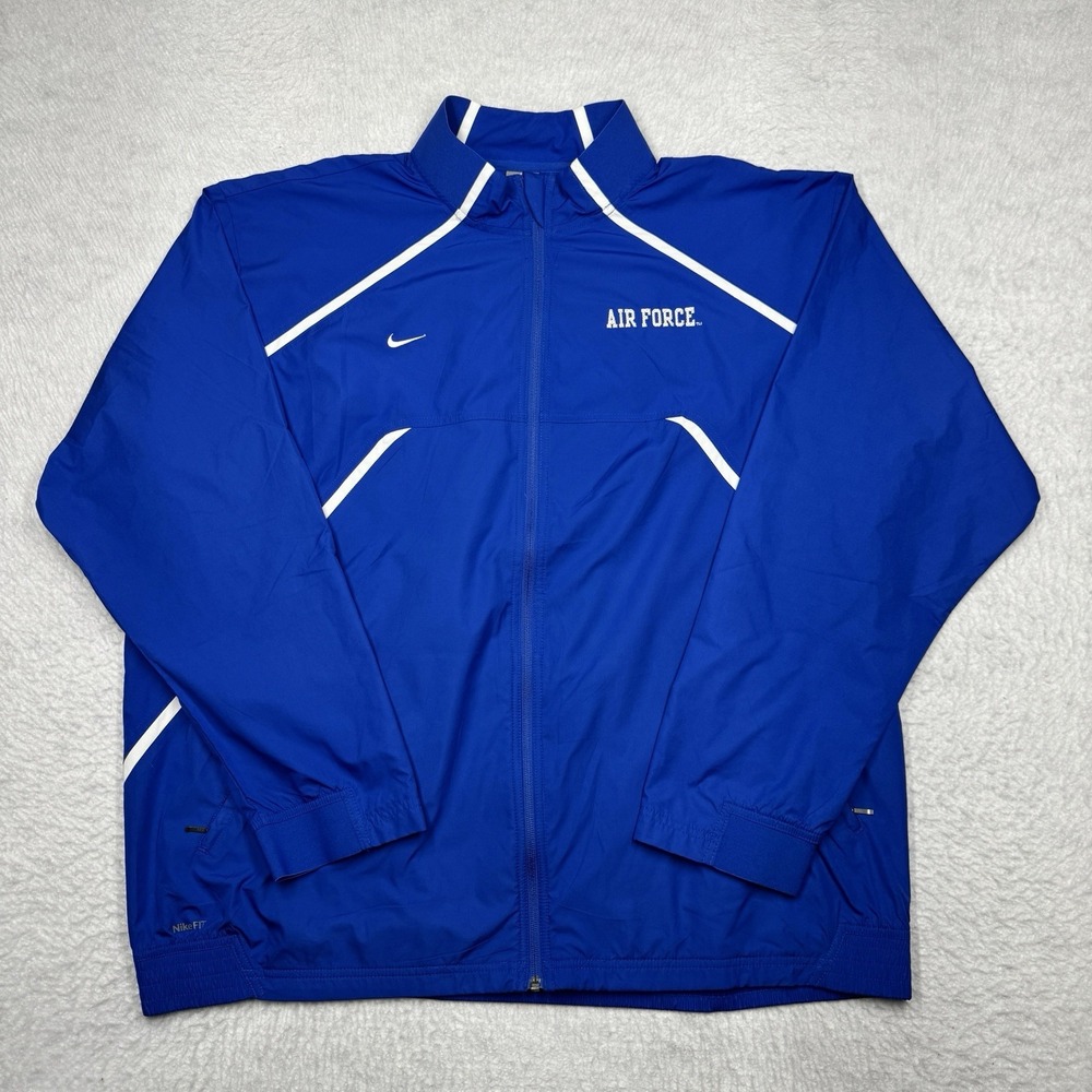 Vintage Air Force Falcon Nike Team Fit Storm Full Zip Jacket Blue Men's Size 2XL